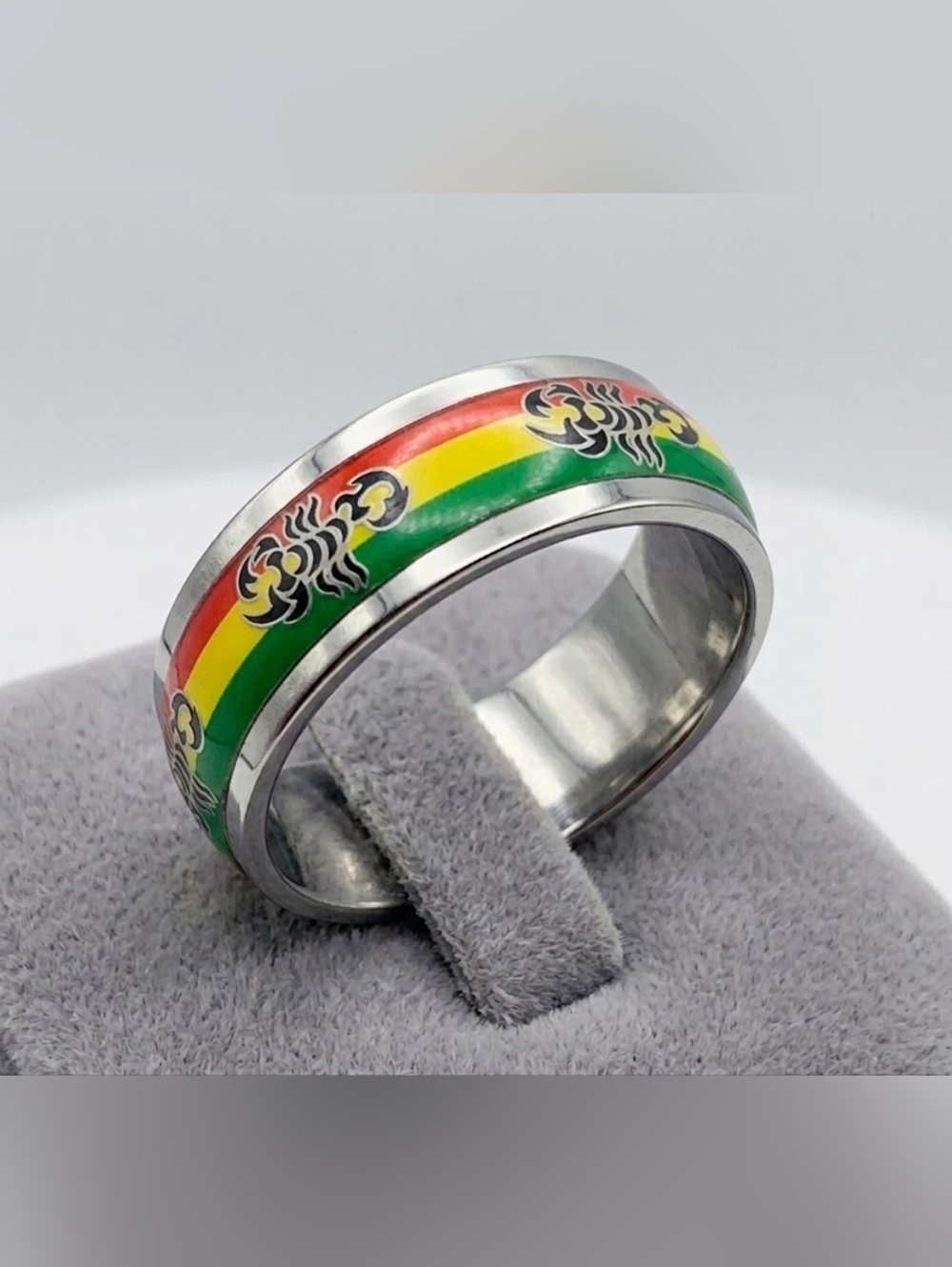 Stainless Steel Rainbow Scorpion Ring Band Size 10 US Colorful Unisex